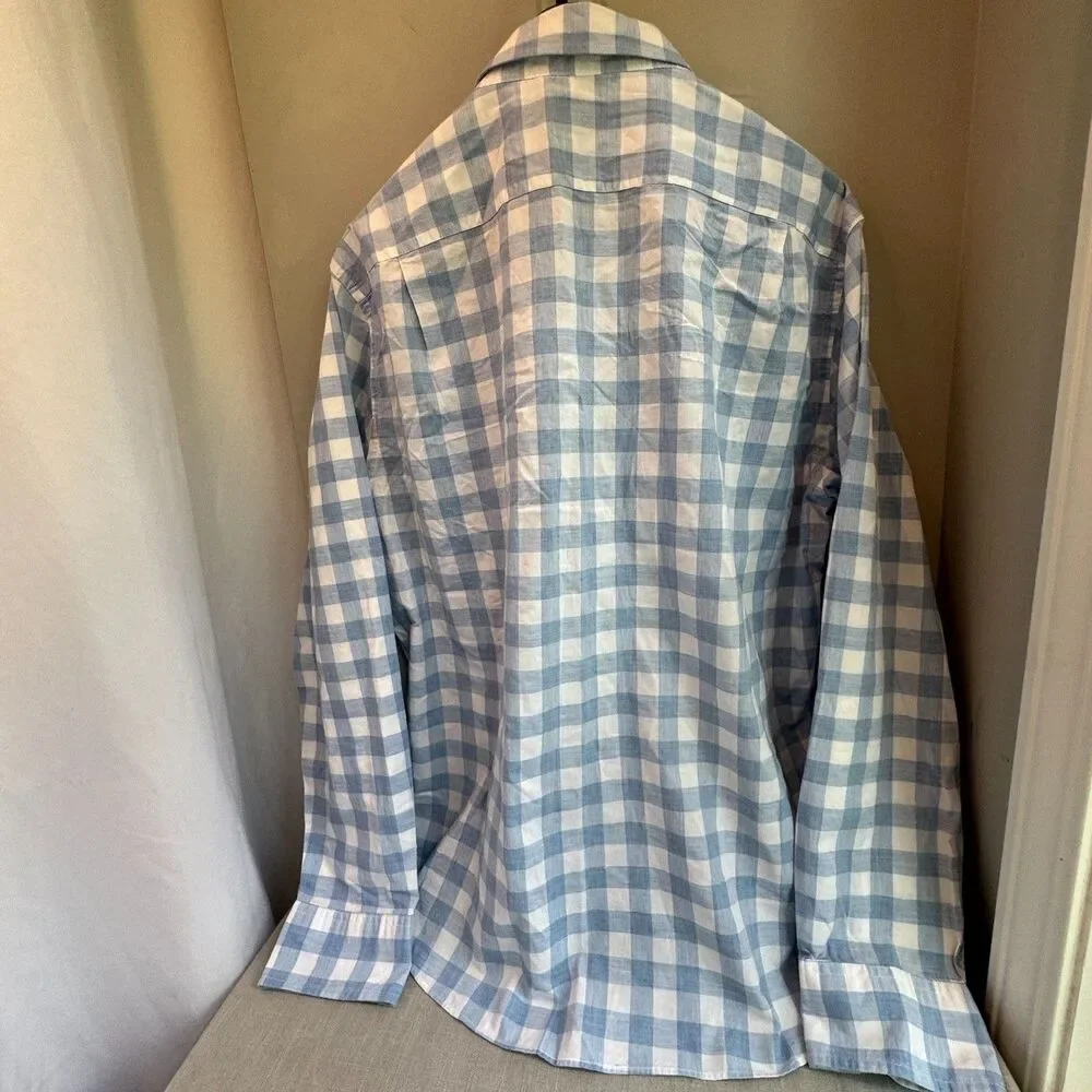 J Crew Shirt Men's XL Slim Fit Blue White Heathered Cotton Button Down